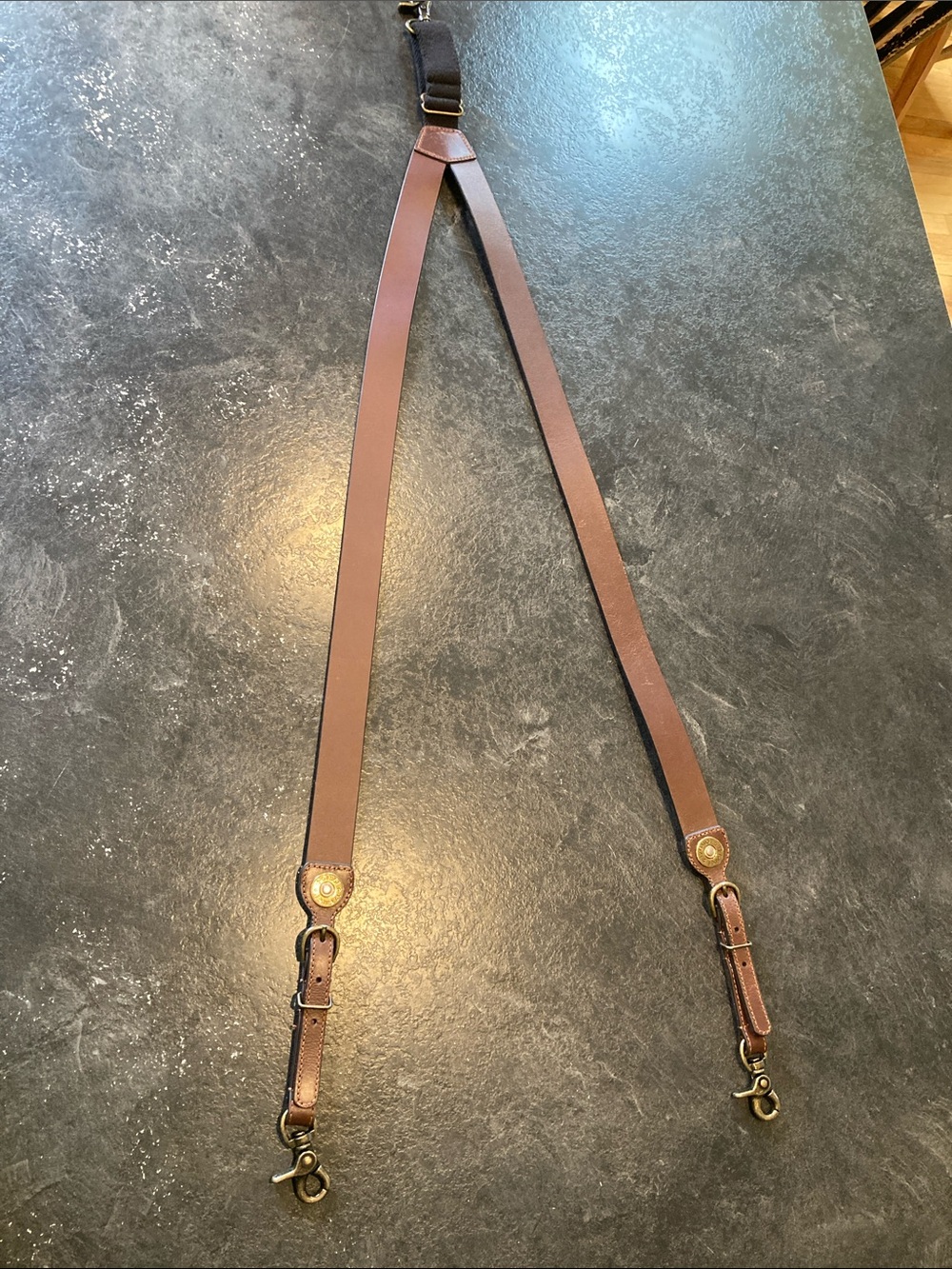 Men’s Nocona brown leather 12 Guage suspenders sie medium